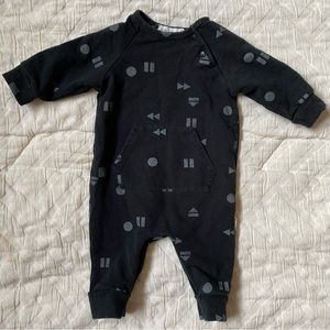 Miles Black Abstract Geometric Long Sleeve Pullover Bodysuit Sweatshirt